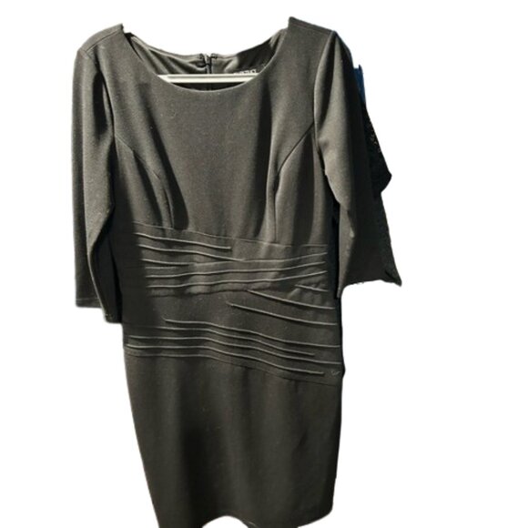 907. Ellen Tracy Three-Quarter Sleeve Black Dress - Picture 1 of 3